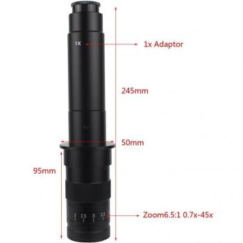 Lente C con Zoom Ajustable 0,7x a 4,5x y Aumento de 180X, 120X, 300X, 200X, 130X para Cámara de Video de Microscopio Industrial