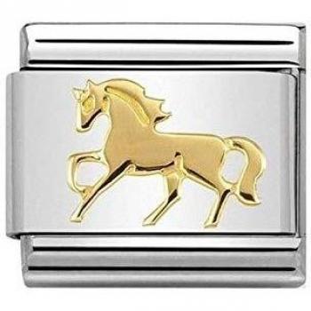 Pulsera Nomination Clásica de Oro con Charm de Caballo Galopante 030149/26 - Joyería para Mujer