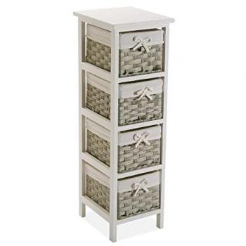 Mueble para el Baño Auxiliar Versa Pompei, 4 cajones, medidas (Al x L x An) 82 x 29 x 25 cm, madera, color blanco