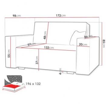 Sofá-cama Columbus 193 con Caja de Ropa de Cama, Dimensiones 172x85x98cm, Función de Sueño y Almohadas Incluidas