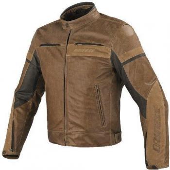 Dainese Stripes Evo Pelle Chaqueta para Moto, Tabaco, 52