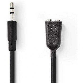 Cable de audio estéreo Nedis 3.5mm M-2X 3.5mm F 0.2m BK
