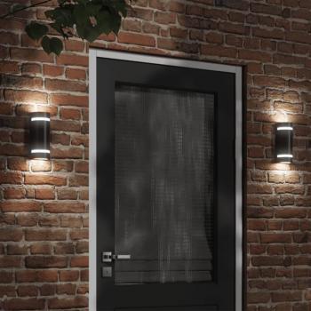Aplique exterior de pared en aluminio fundido negro, diseño moderno, resistente a la intemperie, ideal para jardines y patios