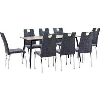 vidaXL Juego de Comedor 9 Piezas Cuero Sintético Mobiliario Decoración Interior Casa Hogar Robusto Duradero Resistente Funcional Práctico Útil Negro