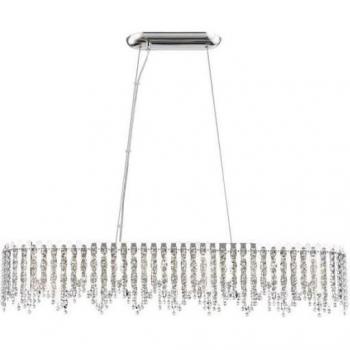 Lámpara colgante Belice Chrome de 10 bombillas, 42 cm, cristal cromado, oblongo, color plateado