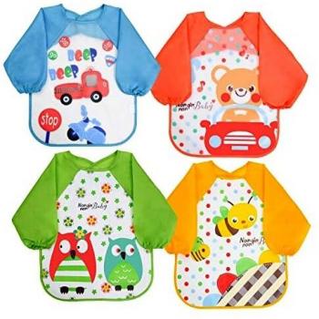 Vicloon Baberos Bebe Impermeables,Babero de Manga Larga de Bebé para Pintar con Mangas EVA Impermeable Delantal de Bebé, Unisexo Niños Niñas