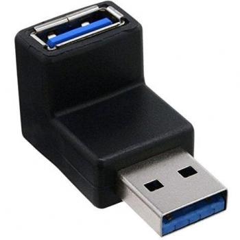 Adaptador USB 3.0 A a A, 90° Angulado, Conector Macho a Hembra