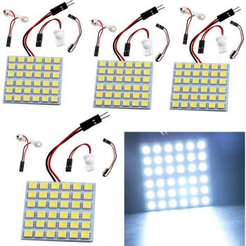 Juego de 4 lámparas para interior de coche de Everbright, color blanco, 3ª generación, bajo consumo, 5050 36-SMD LED, luz de lectura, luz para techo, con adaptadores T10/BA9S/Festoon