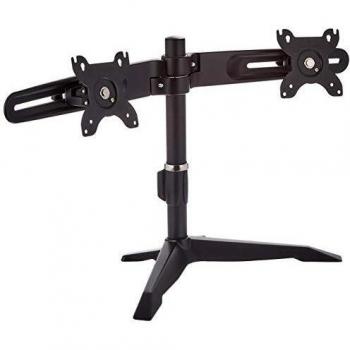 SilverStone SST-ARM23BS - Soporte brazo dual para monitor LCD LED, pantallas de hasta 24 pulgadas, con giro & inclinación