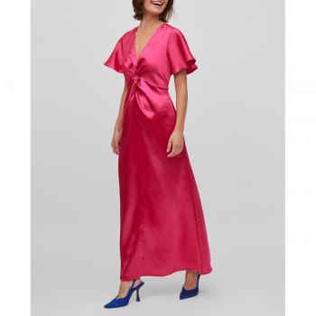 Vestido largo satinado de manga corta Sittas de Vila