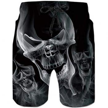 Hombre Calavera Baño Cortos Chico Playa Pantalon 100 Poliéster Secado rápido Natación Surf Calzoncillos Bermudas Chico Playa Pantalon Negra M