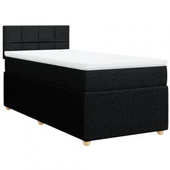 Cama Box Spring con colchón de tela negro 90x200 cm