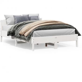 Cama sin colchón 120x200 cm de madera maciza de pino blanca con cabecero