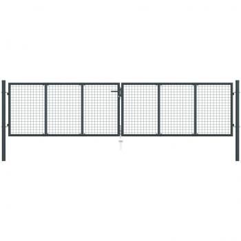 vidaXL Mesh Garden Gate Galvanised Steel 400x125 cm Grey