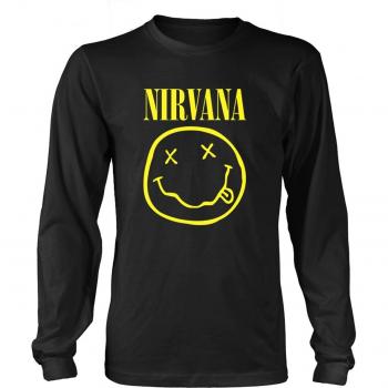 Nirvana Smiley Manga Larga Negro