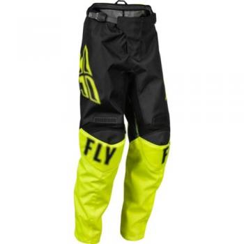 Pantalones de Motocross FLY Racing F-16 para Jóvenes - Negro Amarillo (Tamaño 24)