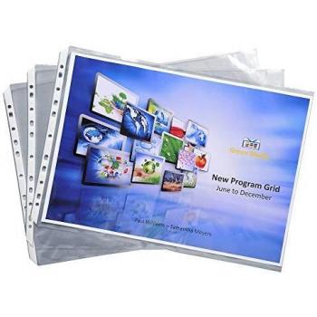 Fundas A3 con taladros - 44,5x31,5 cm - Pack de 10 - Polipropileno liso - Cristal