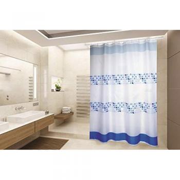 Cortina de Baño MSV Porto Azul 180x200cm - Poliéster Antimoho y Diseño Moderno