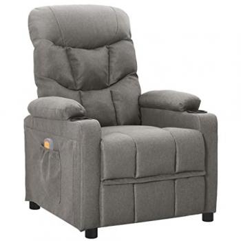 Sillón de masaje reclinable de tela gris claro vidaXL