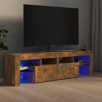 Mueble de TV con luces LED 140x36,5x40 cm color roble ahumado Marrón