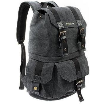 Evecase Mochila para Cámaras Réflex y Portátil o Tablet, Funda para Cámara DSLR, Mochila de Lona, Gris