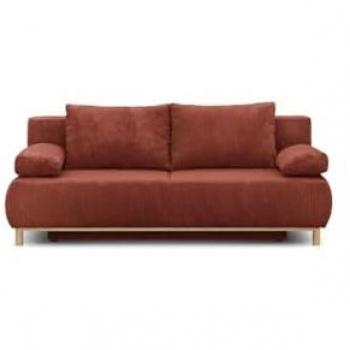 Banquette convertible de 3 plazas Mika - Terciopelo terracota - Con caja de almacenamiento - 192 x 84 x 93 cm