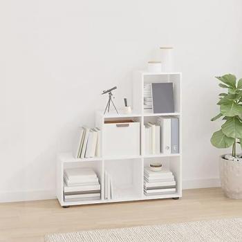 Estantería de escalera en madera contrachapada blanca brillante, 107 cm