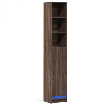 Aparador con LED de madera ingeniería marrón roble 36x32,5x200 cm vidaXL
