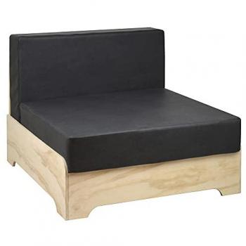 Sillón Industrial Box con Cojines de Polipiel Gris Oscuro 80x80x64cm