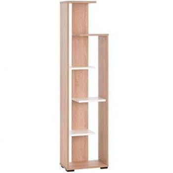 Estantería Myoshome de 5 baldas, librería para salón y comedor en roble sonoma blanco (42 x 27 x 163 cm) modelo Toronto