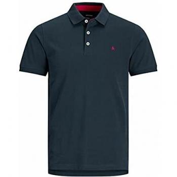 Jack & Jones Slim Fit Short Sleeve Polo Shirt Paulos in Navy Blazer/True Red