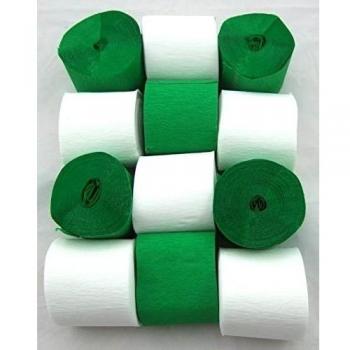 12-6 Blanco 6 Verde Claro . Papel crepé serpentinas 45mm x 10metros. 14 colores vibrantes siempre en stock