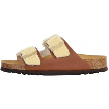 Mules Josephine de Scholl en cuero sintético beige y rojo teja, talla EU 39