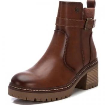 Botines de Mujer Xti con Cierre de Cremallera y Hebilla, Color Marrón, Talla 36