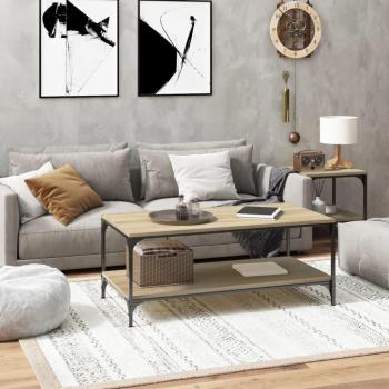 Mesa de centro madera contrachapada 80x50x40 cm Negro, Roble Sonoma, Roble ahumado Mesita de Salón o Comedor o Auxiliar Mesa de Café Meuble Salón