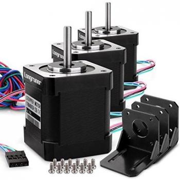 Stepper Motor, Longruner 3 Packs Nema 17 Stepper Motor 1.7A 0.59 Nm 84oz.in 48mm Body w/ 1m Cable & Connector