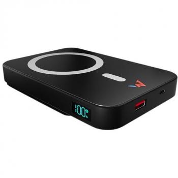 Powerbank Magnético 10000mAh con Carga Inalámbrica 15W y Cable USB-C 20W - Pantalla LCD - Ultra Compacto y Ligero - Compatible con iPhone MagSafe y Android