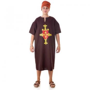 Disfraz de Adulto Túnica Medieval con Cruz Marrón para Hombre Talla L