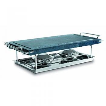 Parrilla de Mesa Orework - Piedra Rectangular 37x19 cm - Ideal para Asar Sin Grasas con Soporte Metálico
