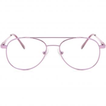 Pilot Full Rim Metal Kids' Prescription Glasses - Purple - Size 44 - Blue Light Block Available - Free Lenses - SmartBuy Kids