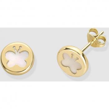Pendientes de niña El Corte Inglés de oro con nácar y diseño elegante