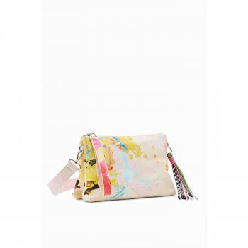 Desigual Chic White Cotton Handbag with Contrasting Details, Cross Body Bags, female, Multicolor, Size: ONE SIZE