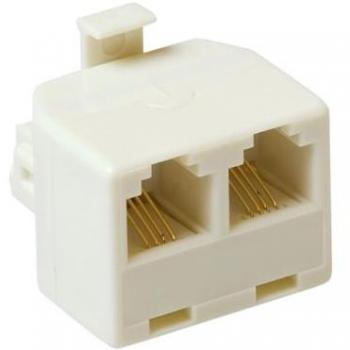 Adaptador T Modular RJ-12: 2x Hembra - 1x Macho, Conectores de Red Grises