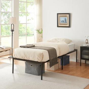 Cama de metal Vårdö con somier 90x200 cm - Negro