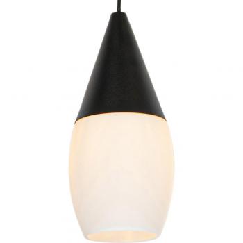 Lámpara colgante moderna negra con cristal opalino - Drop