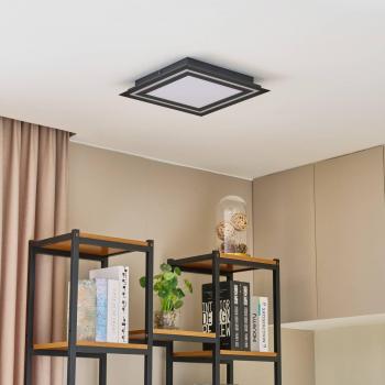 Lámpara de techo LED Leicy, moderna, negra, 34 cm, RGB, CCT, hecha de metal para salón y comedor (1 llama), plafón LED