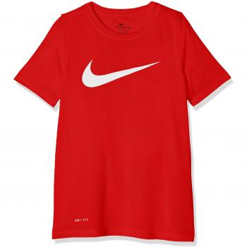 Nike B NK Dry tee Leg Swoosh T-Shirt, Niños, University Red/White, S
