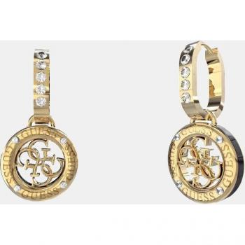 Pendientes Guess Loop de acero dorado y circonitas