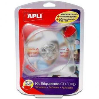 APLI 10959-Kit centrador de etiquetas para CD/DVD + software