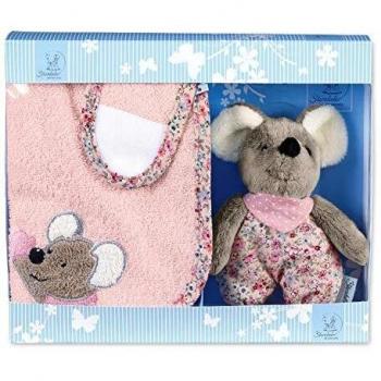 Set de regalo Sterntaler Mabel con peluche y babero, rosa/varios colores, para bebés a partir de 0 meses